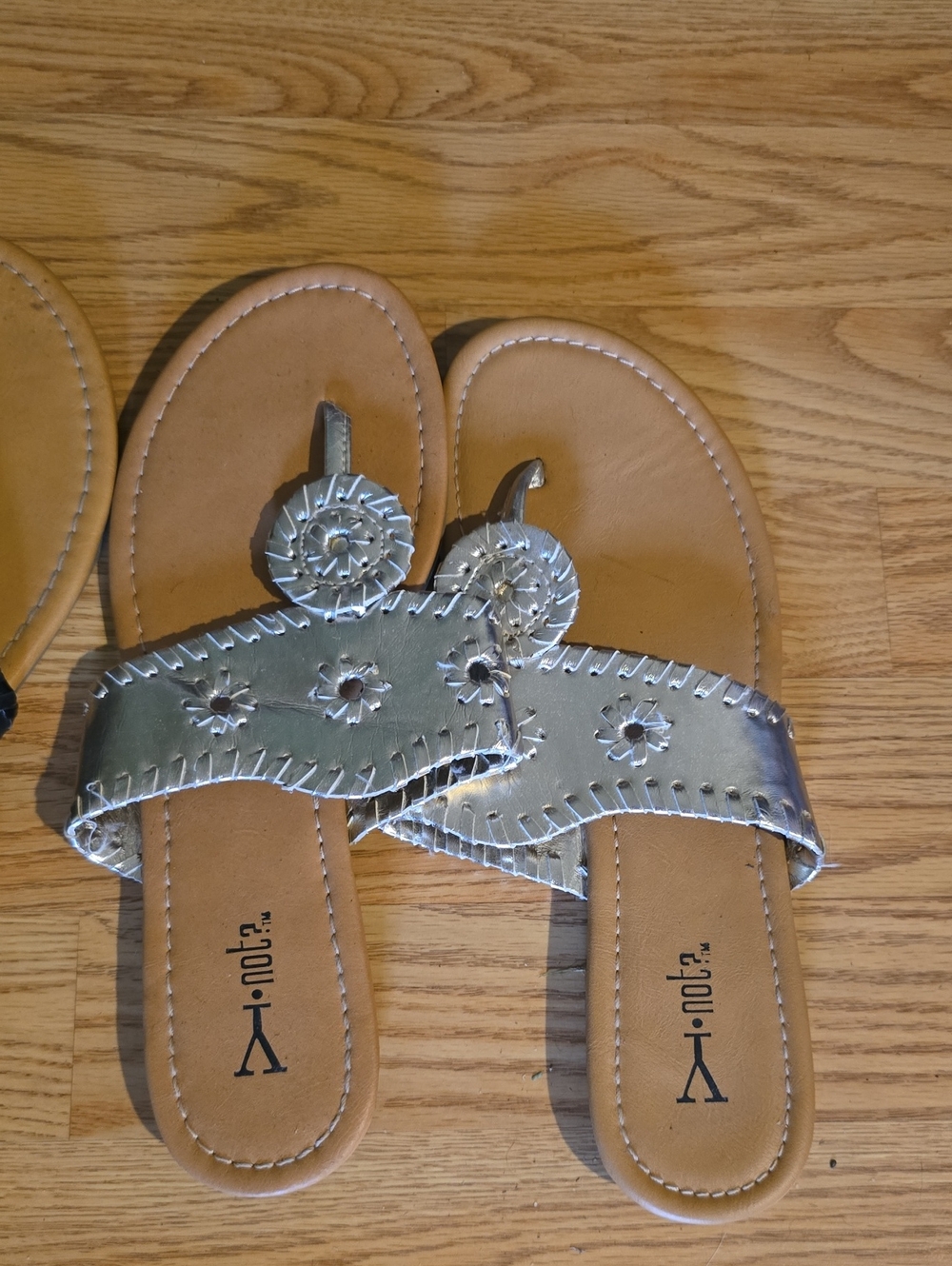 Jack Rogers style sandals, Gold, Size 8.5